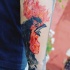 astratto stile colorato gallo tatuaggio avambraccio