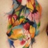 stile astratto acquerello come lupo tatuaggio su lato