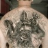 Accurate looking detailed whole back tattoo of fantasy mystical warrior