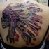 nativo americano colorato capo indiano cranio tatuaggio pieno di schiena