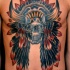 nativo americano multicolore teschio capo indiano tatuaggio su petto