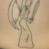 Tatuaje  de silueta de ángel con espada