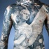 Antic style black and white angelic statues tattoo on whole body combined with old cathedrals