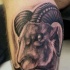 Tatuaje  de ovis con ojos blancos tremendo