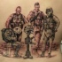 Armee Gedenk trauernde Soldaten Tattoo am Rücken