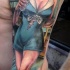 asiatico stile cartone animato colorato seducente sexy ragazza pin up tatuaggio avambraccio
