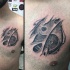 Asian Yin Yang special cracked symbol tattoo on chest in torn ripped skin in 3D style