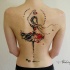 eccezionale  astratto stile dipinto ragazza danzatrice tatuaggio pieno di schiena