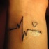 ECCEZIONALE CUORE INCHIOSTRO NERO CARDIOGRAMMA TATUAGGIO SUL POLSO