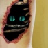 Tatuaje en las costillas, gato de cheshire en el agujero