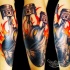 Awesome illustrative style arm tattoo of human heart with pistons