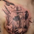 Tatuaje en el pecho,  espantapájaros estupendo estilizado