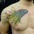 Beautiful colored chest tattoo of fantasy animal