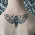 Beautiful looking upper back tattoo of detailed butterfly