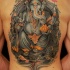 Tatuaggio grande sulla schiena il dio Ganesha