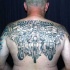 grande scheletri di biker sulle moto tatuaggio sulla schiena