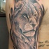 Tatuaje en el brazo, león orgulloso, fecha