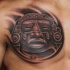 Black and gray style chest tattoo of antic statue