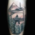 Black and gray style cool snowboarder tattoo