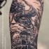 Black and gray style very detailed forearm tattoo of Poseidon god