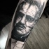Black and white movie Godfather' portrait with geometrical elements