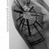 Black and white shoulder tattoo of line work style ornaments