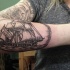 barca inchiostro nero tatuaggio mezza manica