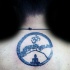 Black ink circle shaped Asian symbol tattoo