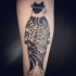 Tatuaje de tinta negra con aspecto fresco del gato Manmon por horitomo