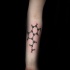 Black ink forearm tattoo of chemistry chain