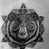 inchiostro nero testa di orso geometrica tatuaggio
