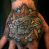 Black ink old shool style hand tattoo of eagle with stars
