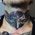 Black ink small neck tattoo of night butterfly