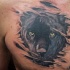 pantera nera sotto pelle tatuaggio sul petto