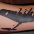Blackwork style incredible looking tattoo of WW2 bomber plane