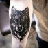 Tatuaje de antebrazo mediano de estilo Blackwork de cabeza de lobo