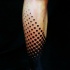 Blackwork style simple ornament tattoo on leg