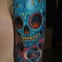 teschio di zucchero blu messicano tatuaggio avambraccio