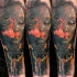 Breathtaking gorgeous looking forearm tattoo of smoking woman with snake