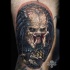 Breathtaking very detailed tattoo of Predator face