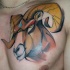 Tatuaje en el pecho, ovis multicolor precioso