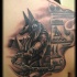 Tatuajes en el omóplato,  Dios Seth egipcio y mural
