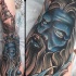 cartone animato come Poseidon colorato tatuaggio su braccio