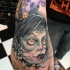Tatuaje en la mano,  mujer demoniaca horrorosa