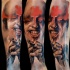 Colored horror style creepy looking tattoo of monster face