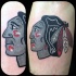 Colored illustrative style tattoo of hokey team emblem