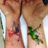 Colored wrist tattoo of watercolor Tinkerbell's