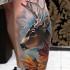 Colorful natural looking leg tattoo of beautiful deer
