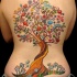 Colorful tree tattoo on back