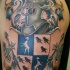 colorato caban stemma di famiglia tatuaggio sulla spalla